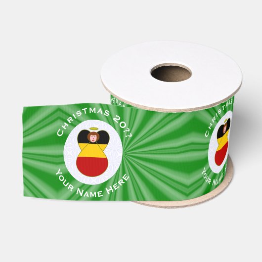 Persoonlijke Duitse Vlag Kerstengel Grosgrain Lint (Spoel)
