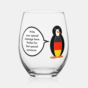 Persoonlijke Duitse Vlag pratende Mevrouw Pinguïn Wijnglas Zonder Voet