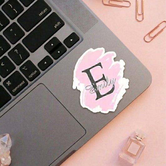 Persoonlijke Dusty Rose Monogramstickers Sticker