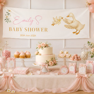 Persoonlijke Dwaas Gans Meisje Baby Shower Spandoek