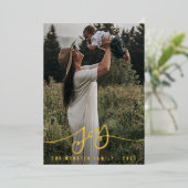 Persoonlijke echte folie blij familie kerst foto folie feestdagenkaart (Staand Voorkant)