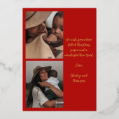 Persoonlijke echte folie blij familie kerst foto folie feestdagenkaart (Achterkant)