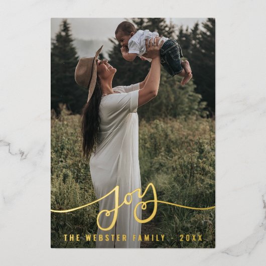 Persoonlijke echte folie blij familie kerstfoto folie feestdagenkaart (Voorkant)