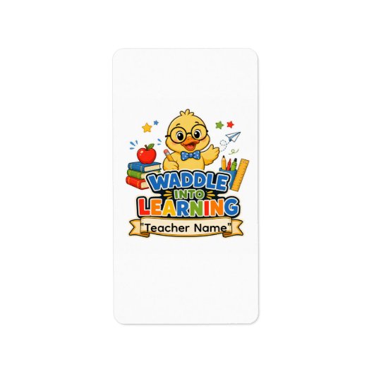 Persoonlijke Eend Leraar Sticker | Waddle Into Le (Voorkant)