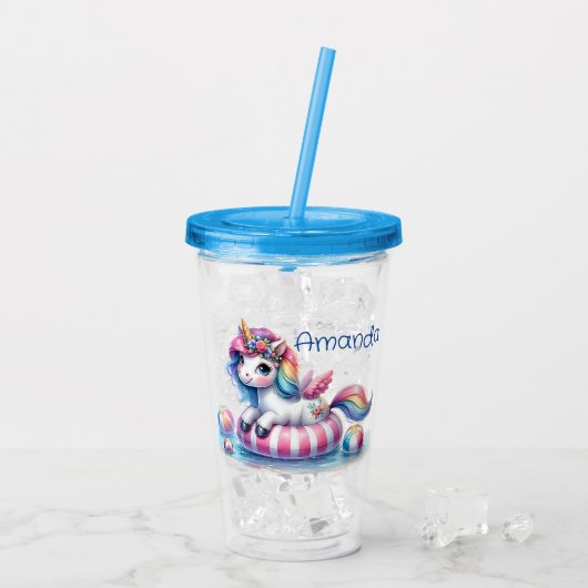 Persoonlijke Eenhoorn  Acryl Drinkbeker (Achterkant ijs)