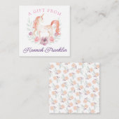 Persoonlijke eenhoorn cadeaubijsluiter notitiekaartje (Voorkant / Achterkant)