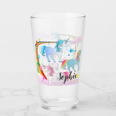 Persoonlijke Eenhoorn En Regenboog Glas Tumbler (Voorkant)