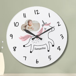 Persoonlijke Eenhoorn Foto Kinderen Klok | Cadeau