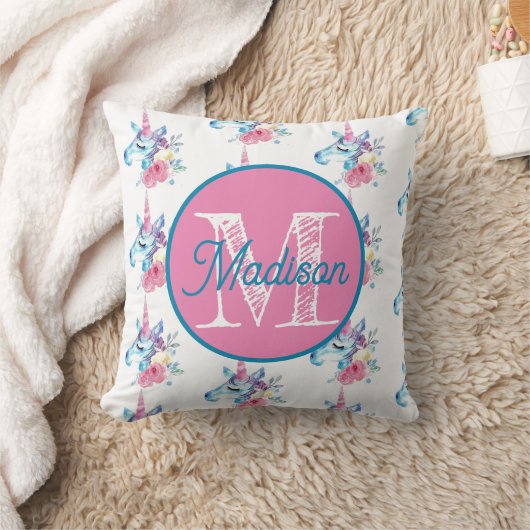 Persoonlijke eenhoorn kussen met monogram (Deken)