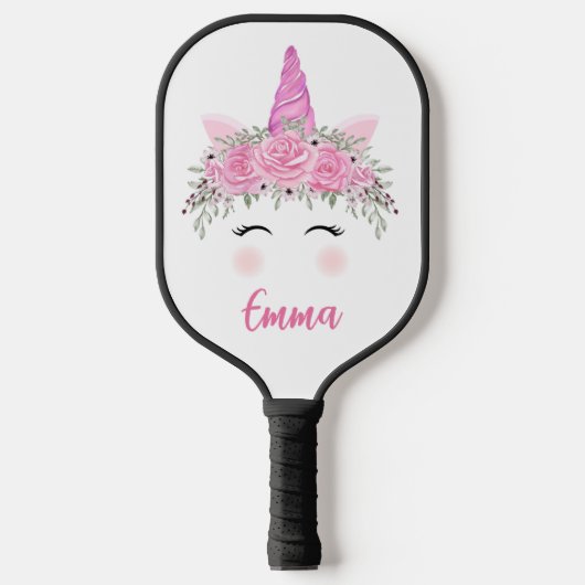 Persoonlijke Eenhoorn Met Roze Naam Pickleball Paddle (Voorkant)