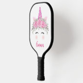 Persoonlijke Eenhoorn Met Roze Naam Pickleball Paddle (Links)