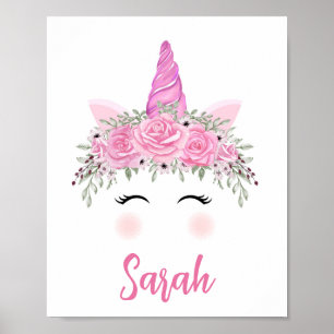 Persoonlijke Eenhoorn Poster Met Roze Naam