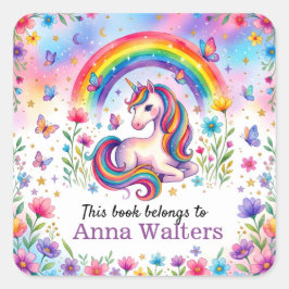 Persoonlijke Eenhoorn Regenboog Sticker Boek Label