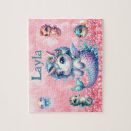 Persoonlijke Eenhoorn Zeemeermin Kind Naam Puzzel