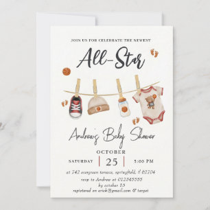 Persoonlijke eenvoudige basketbal baby shower wate kaart