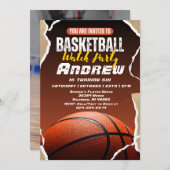 Persoonlijke Eenvoudige Basketbal Verjaardag met f Kaart (Voorkant / Achterkant)