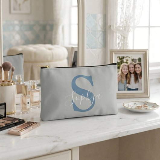 Persoonlijke Eenvoudige Blauwe Monogram Etui