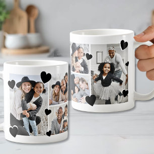 Persoonlijke eenvoudige hart familie foto collage koffiemok