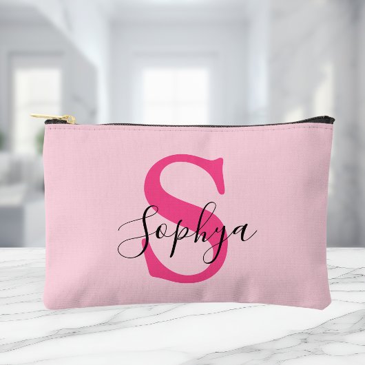 Persoonlijke Eenvoudige Heet Roze Monogram Etui