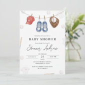 Persoonlijke Eenvoudige Honkbal Baby Shower Kaart (Staand voorkant)