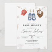 Persoonlijke Eenvoudige Honkbal Baby Shower Kaart (Voorkant / Achterkant)