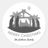 Persoonlijke Eenvoudige Kerststal Ronde Sticker (Voorkant)