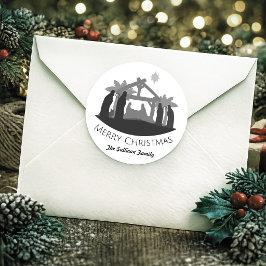 Persoonlijke Eenvoudige Kerststal Ronde Sticker