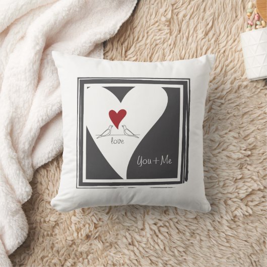 Persoonlijke Eenvoudige Moderne Liefdesvogels Rode Kussen (Deken)