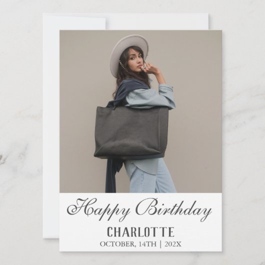 Persoonlijke, eenvoudige, stijlvolle foto van Birt Kaart (Voorkant)