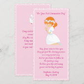 Persoonlijke eerst communie boekenlegger meisje. bedankkaart (Voorkant / Achterkant)