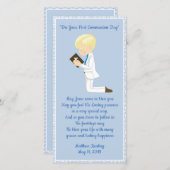 Persoonlijke Eerste Communie Boekleeswijzer Jongen Bedankkaart (Voorkant / Achterkant)