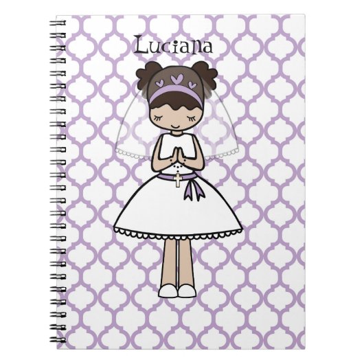 Persoonlijke Eerste Communiedag Latina girl Notitieboek (Voorkant)