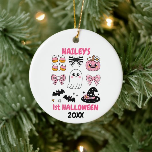 Persoonlijke Eerste Halloween Keramisch Ornament (Boom)