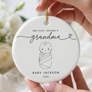 Persoonlijke 'Eerste Keer Oma' Kerstbal Keramisch Ornament