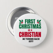Persoonlijke EERSTE KERST ALS CHRISTEN Ronde Button 7,6 Cm (Voorkant /achterkant)