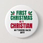 Persoonlijke EERSTE KERST ALS CHRISTEN Ronde Button 7,6 Cm (Voorkant)