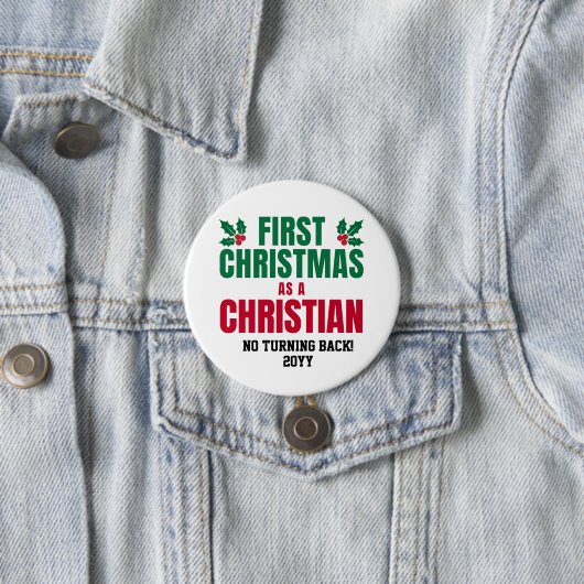 Persoonlijke EERSTE KERST ALS CHRISTEN Ronde Button 7,6 Cm (In situ)