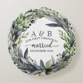 Persoonlijke eerste kerst als pasgetrouwd stel  rond kussen (Achterkant)