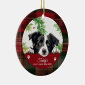 Persoonlijke eerste kerst Border Collie Keramisch Ornament (Rechts)