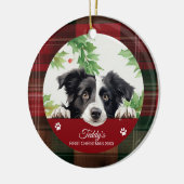 Persoonlijke eerste kerst Border Collie Keramisch Ornament (Links)