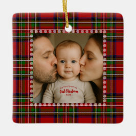 Persoonlijke Eerste Kerst Foto Keramisch Ornament