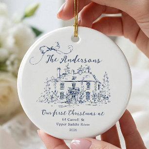 Persoonlijke eerste kerst in het nieuwe huis keramisch ornament