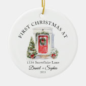 Persoonlijke eerste kerst in ons nieuwe huis keramisch ornament (Voorkant)