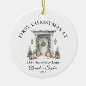Persoonlijke eerste kerst in ons nieuwe huis keramisch ornament (Voorkant)