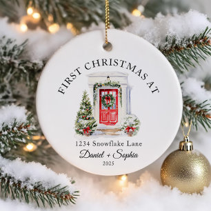 Persoonlijke eerste kerst in ons nieuwe huis keramisch ornament