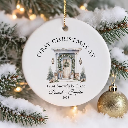 Persoonlijke eerste kerst in ons nieuwe huis keramisch ornament