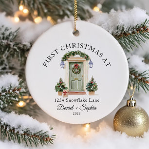 Persoonlijke eerste kerst in ons nieuwe huis keramisch ornament
