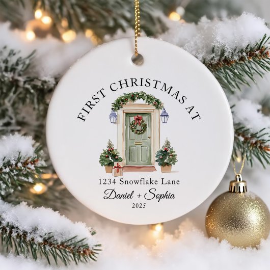 Persoonlijke eerste kerst in ons nieuwe huis keramisch ornament
