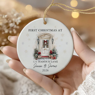 Persoonlijke eerste kerst in ons nieuwe huis keramisch ornament