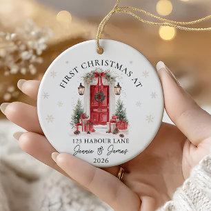 Persoonlijke eerste kerst in ons nieuwe huis keramisch ornament